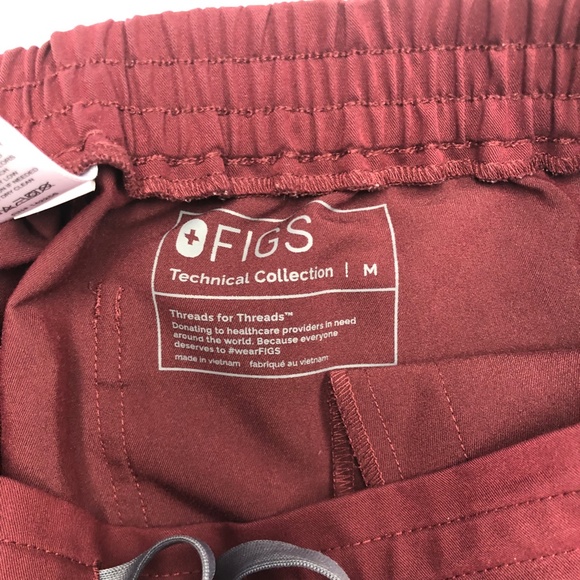 Figs maroon technical collection scrub pants Style #TW2000R - Picture 3 of 3
